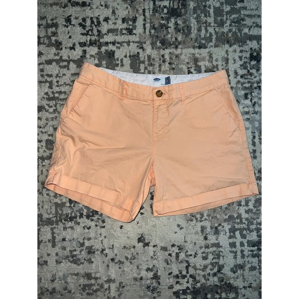 Old Navy Everyday Shorts Womens 4 Peach Apricot Chino Cotton Stretch Mid Rise